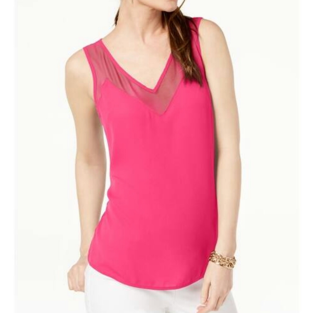 INC Pink Sleeveless V Neck Tank Top Size M
